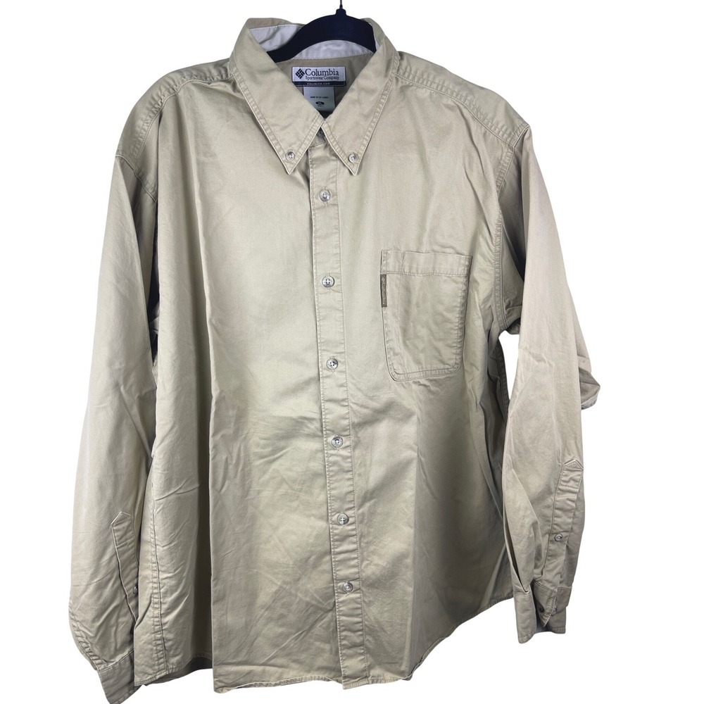 Columbia Sportswear Company‎ Mens Tan Button Up Long Sleeve Shirt XL Outdoors